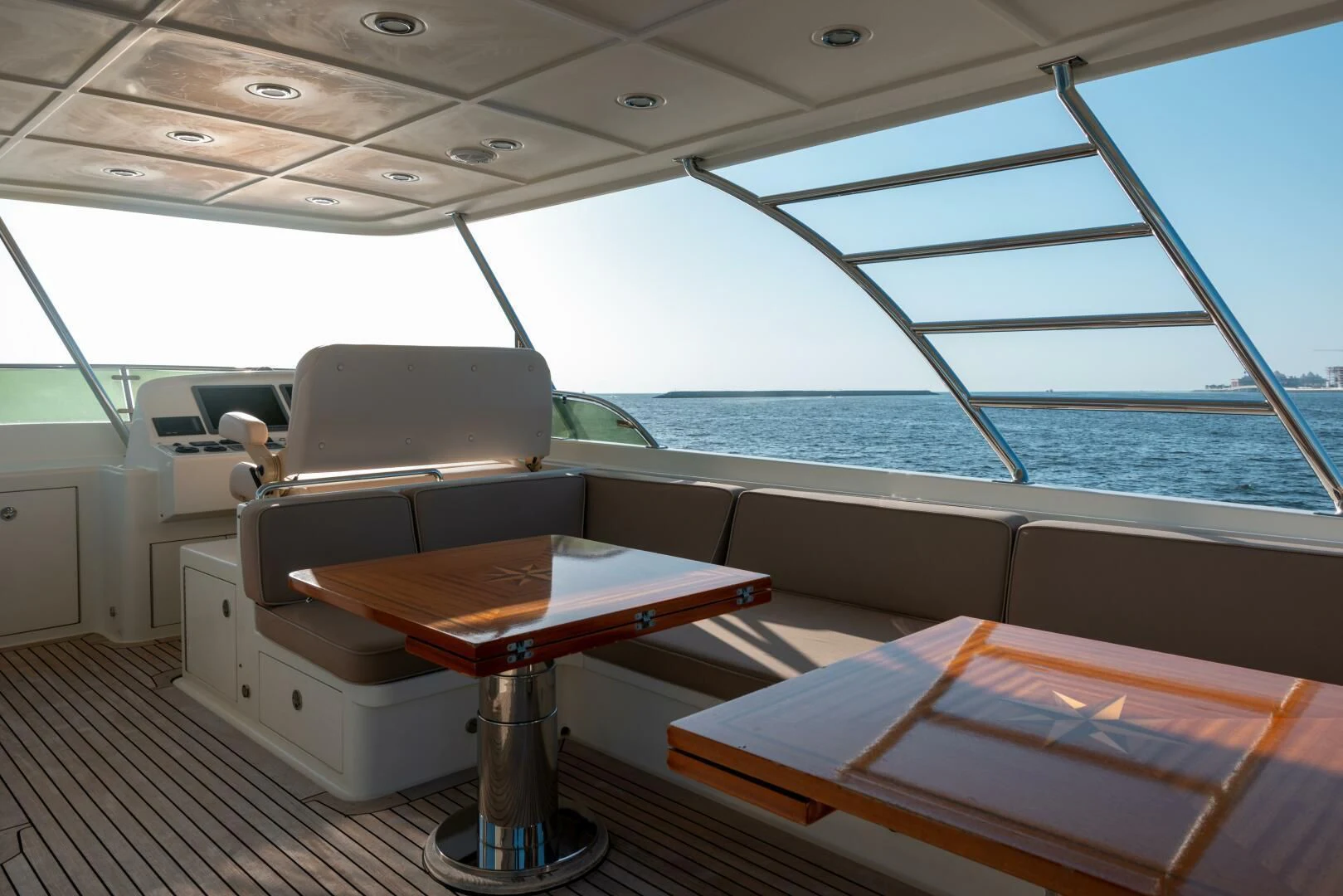 a boat with a table and chairs aboard ANTALYA Yacht for Sale