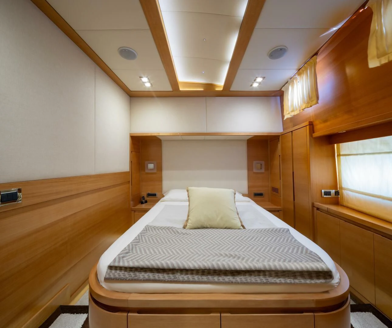 a bed in a room aboard ANTALYA Yacht for Sale