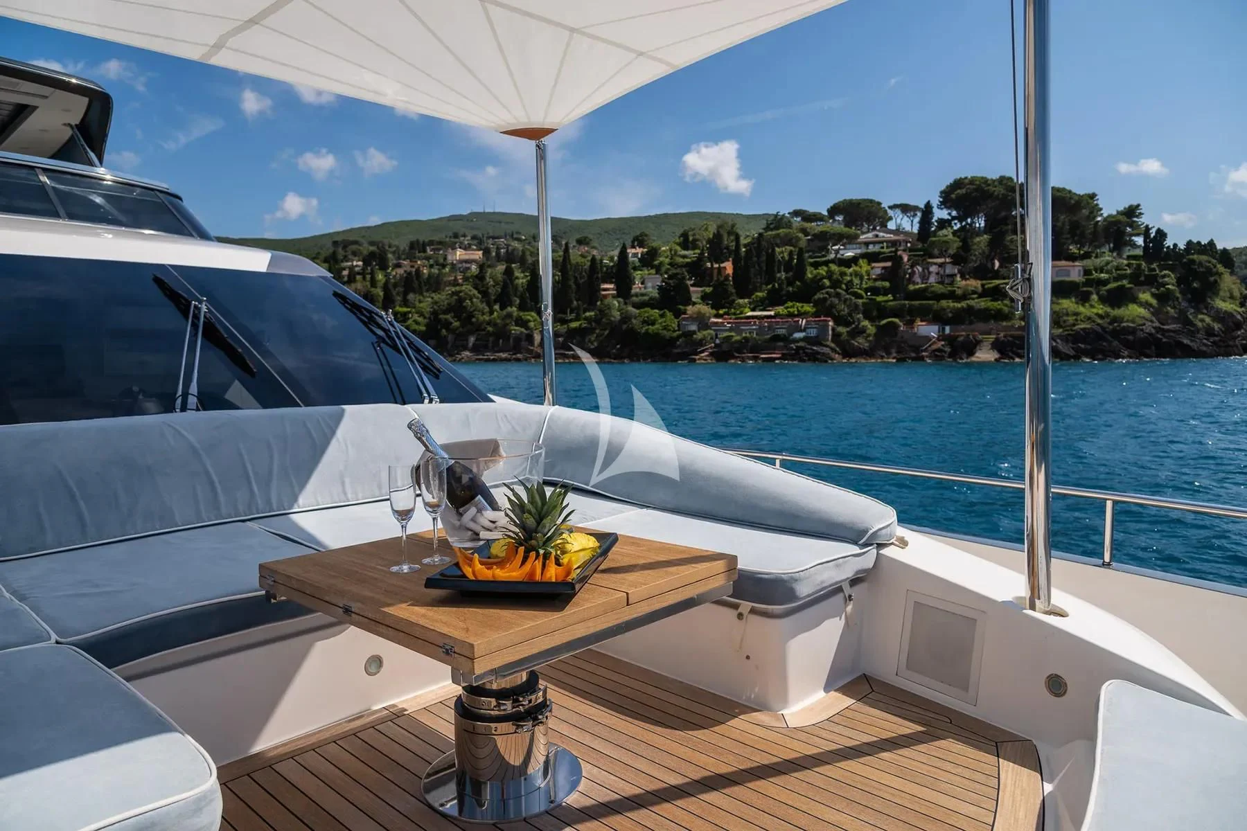 a table on a boat aboard PEMBE Yacht for Charter