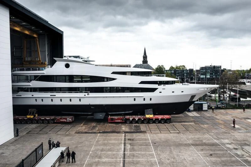 a large white ship aboard LUCKY LADY Yacht for Sale