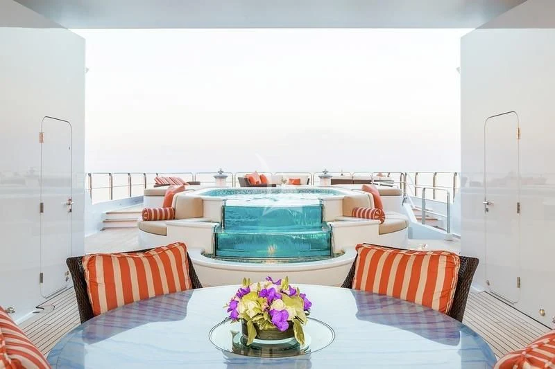 a cake on a table aboard LUCKY LADY Yacht for Sale