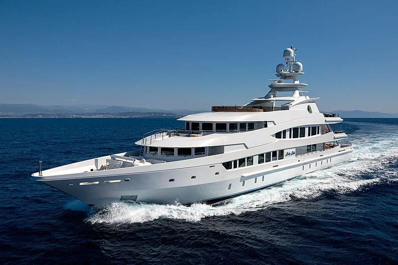 a large white boat aboard LUCKY LADY Yacht for Sale