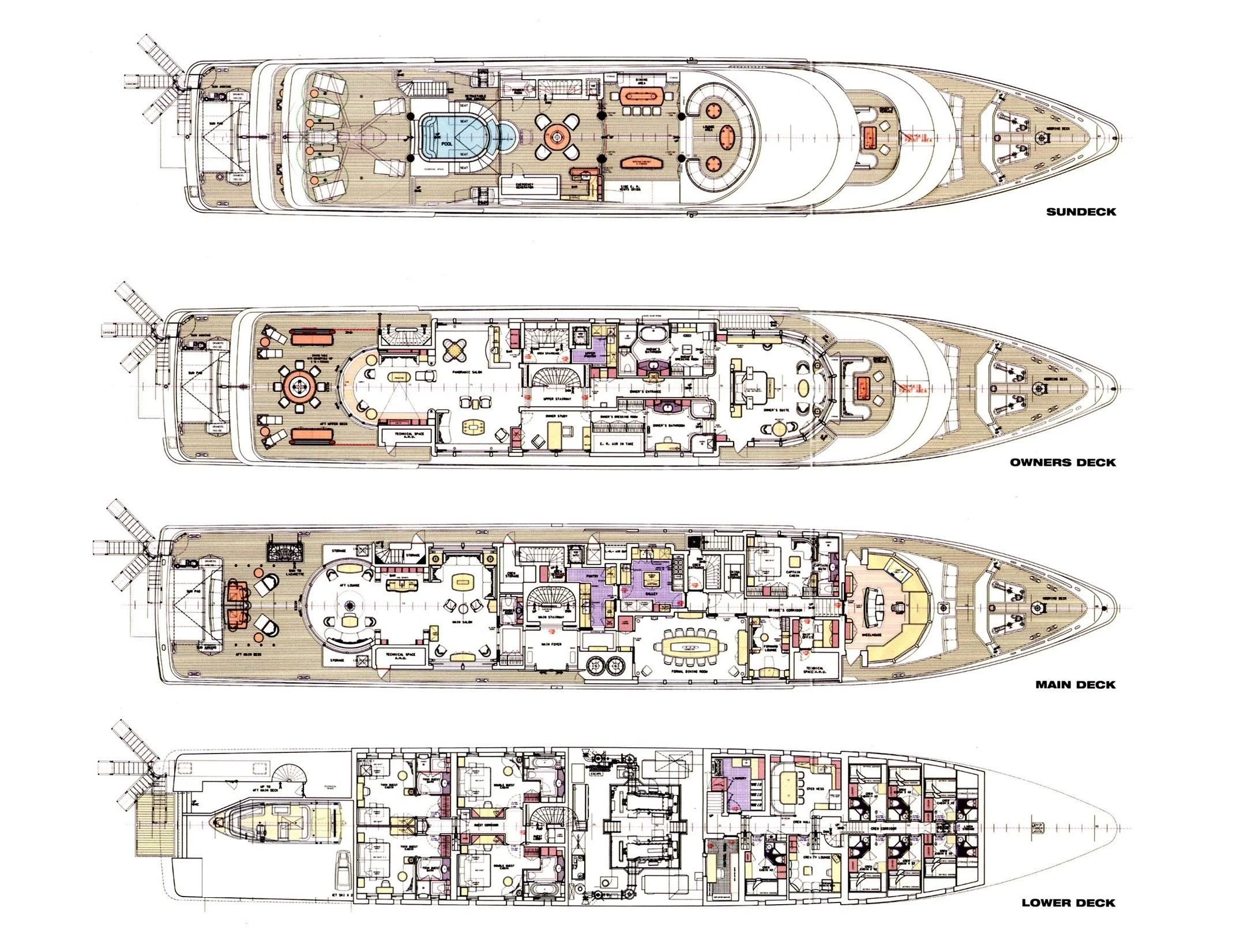 diagram, engineering drawing aboard LUCKY LADY Yacht for Sale