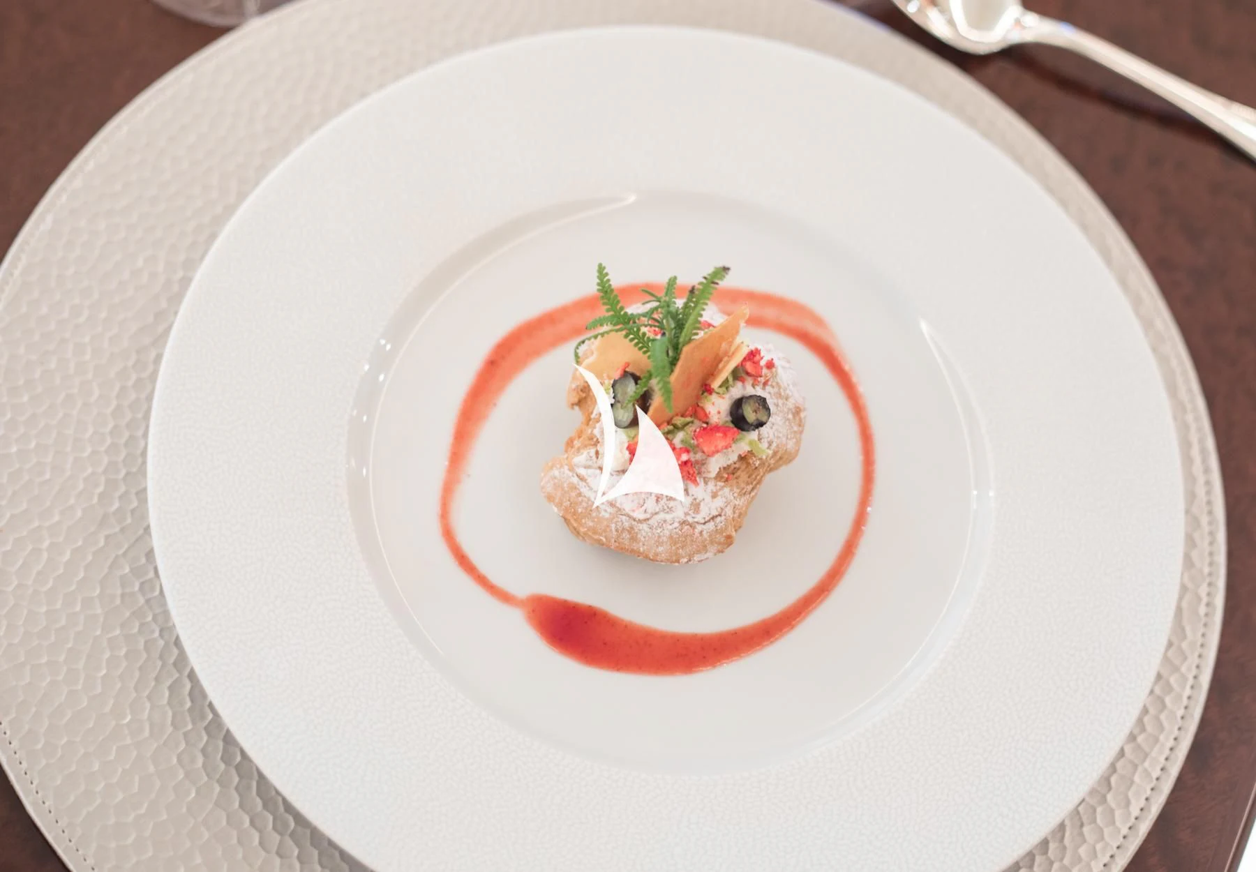 a plate of food aboard LUCKY LADY Yacht for Sale