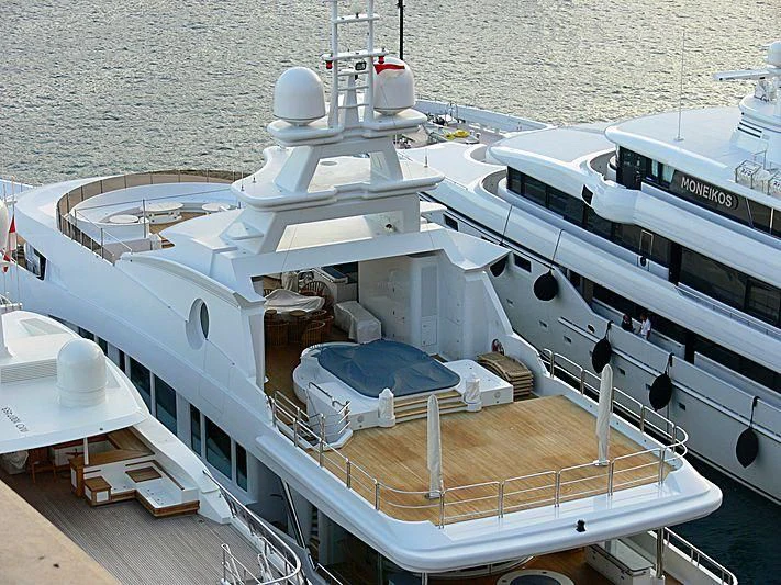 a large white ship aboard LUCKY LADY Yacht for Sale