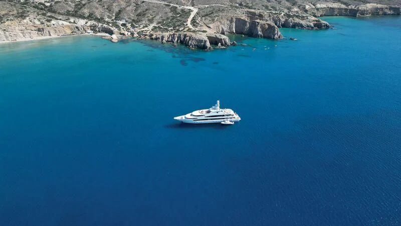 a boat in the water aboard LUCKY LADY Yacht for Sale