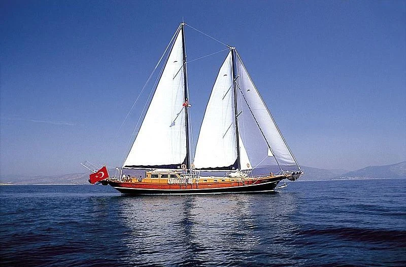 a sailboat in the water aboard AGANIPPE Yacht for Sale