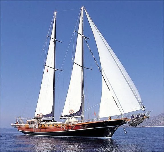 a sailboat on the water aboard AGANIPPE Yacht for Sale