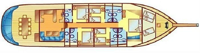 a drawing of a building aboard AGANIPPE Yacht for Sale