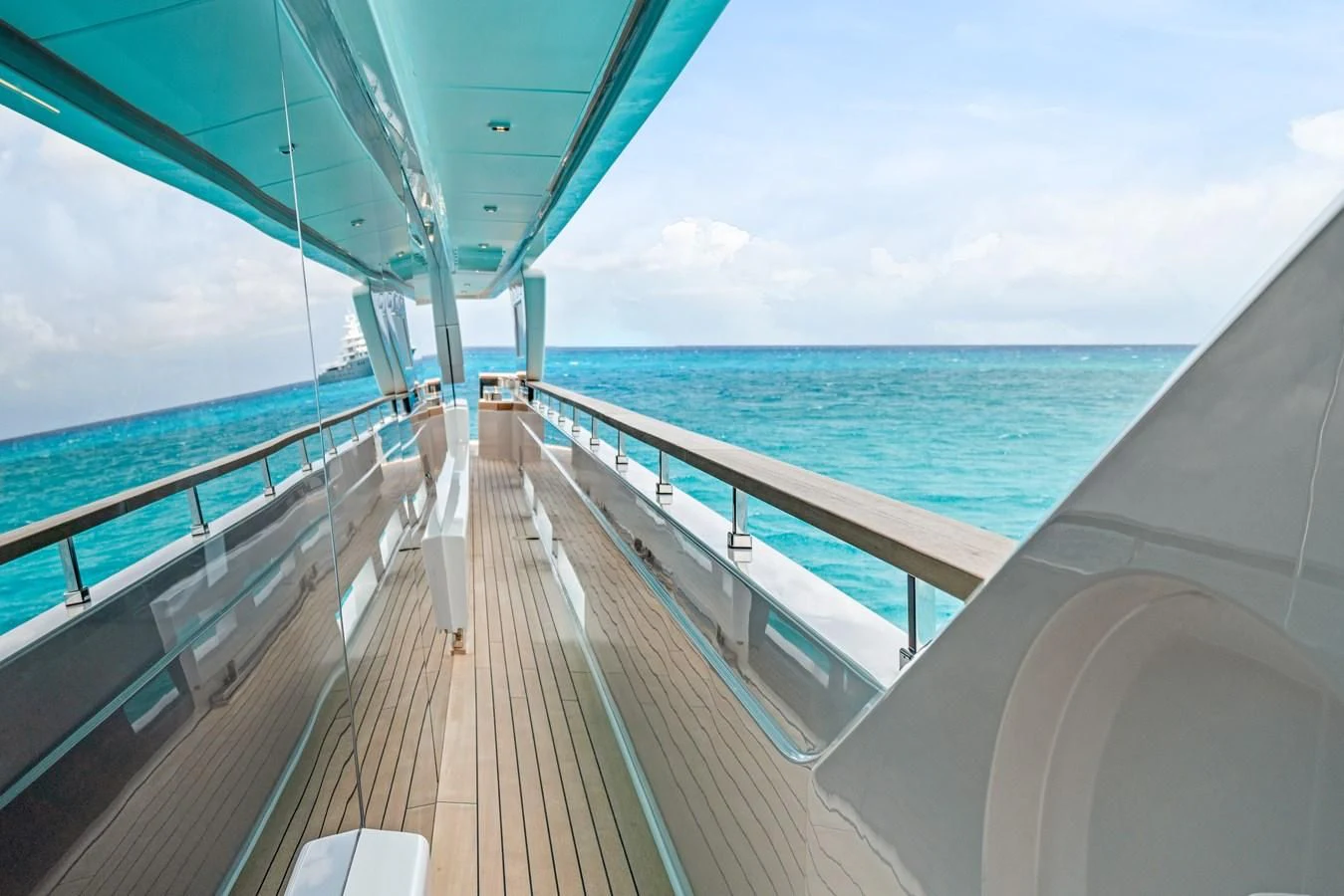 a boardwalk on a boat aboard ASANTE Yacht for Sale