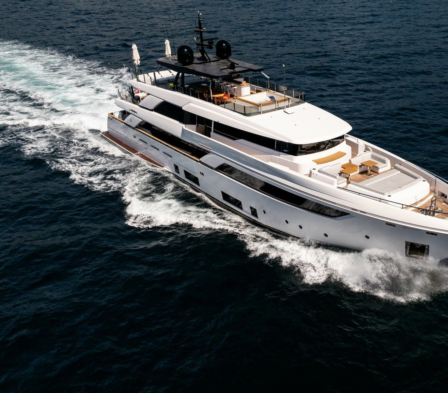 a large white ship aboard ASANTE Yacht for Sale