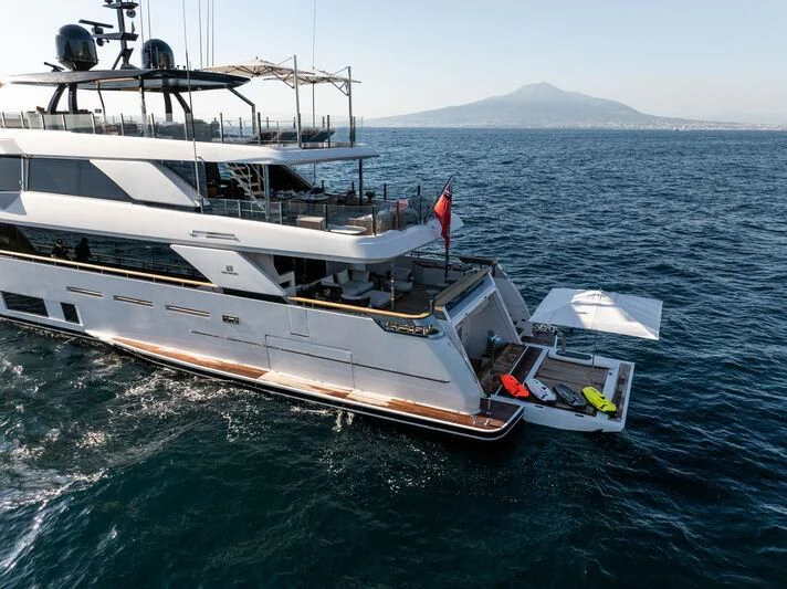 a large ship in the water aboard ASANTE Yacht for Sale
