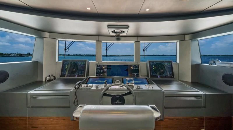 inside of a vehicle aboard ASANTE Yacht for Sale