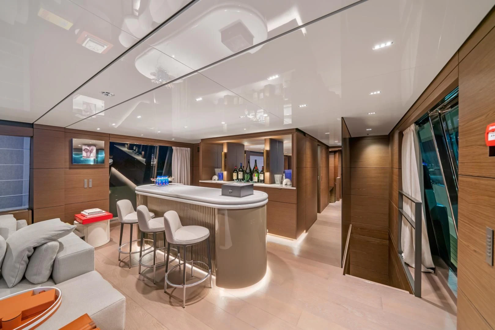 a room with a table and chairs aboard ASANTE Yacht for Sale