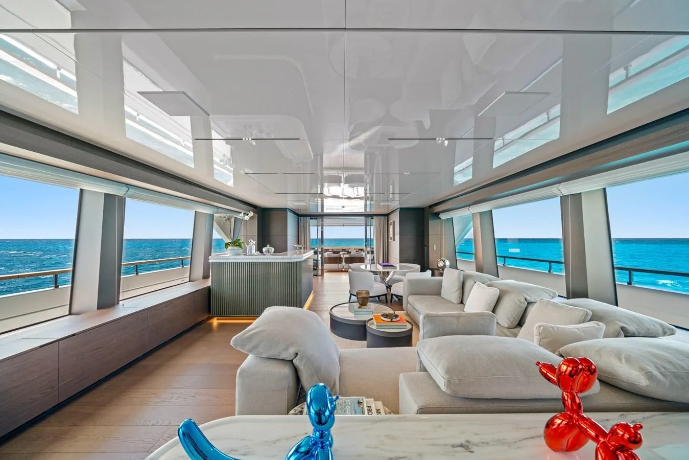 a living room with a large window aboard ASANTE Yacht for Sale
