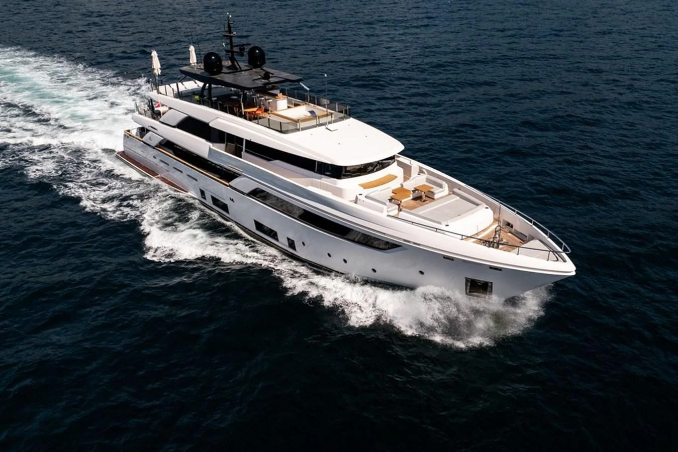 a white yacht with a pilot aboard ASANTE Yacht for Sale
