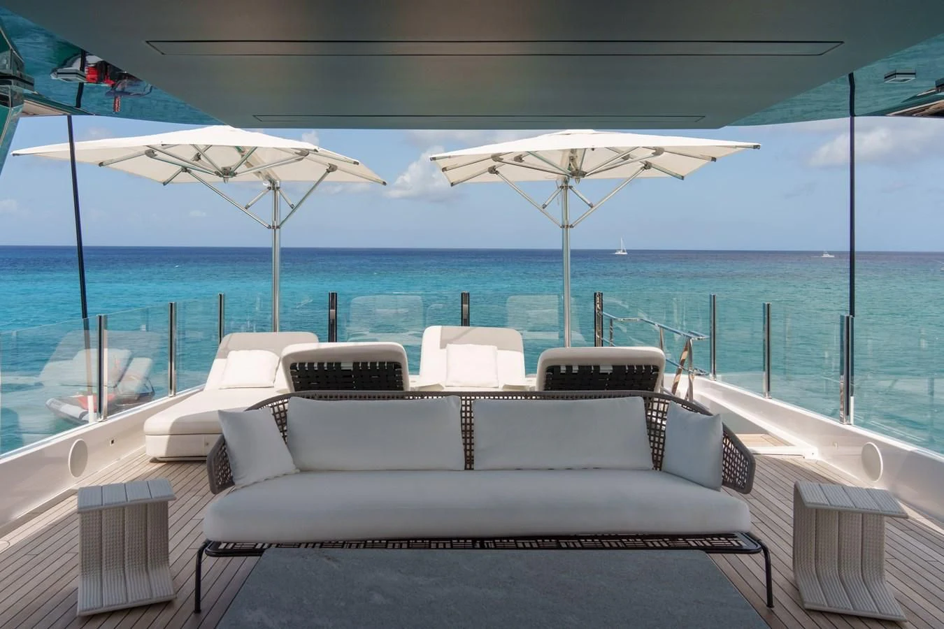 a lounge chair on a boat aboard ASANTE Yacht for Sale