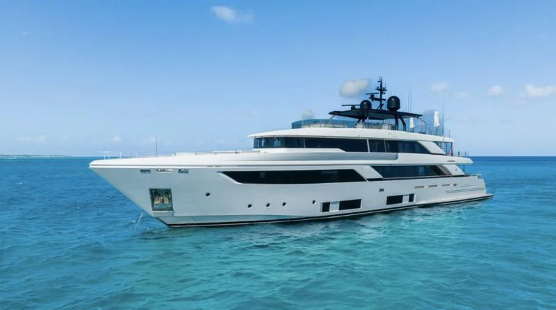 a white yacht in the water aboard ASANTE Yacht for Sale