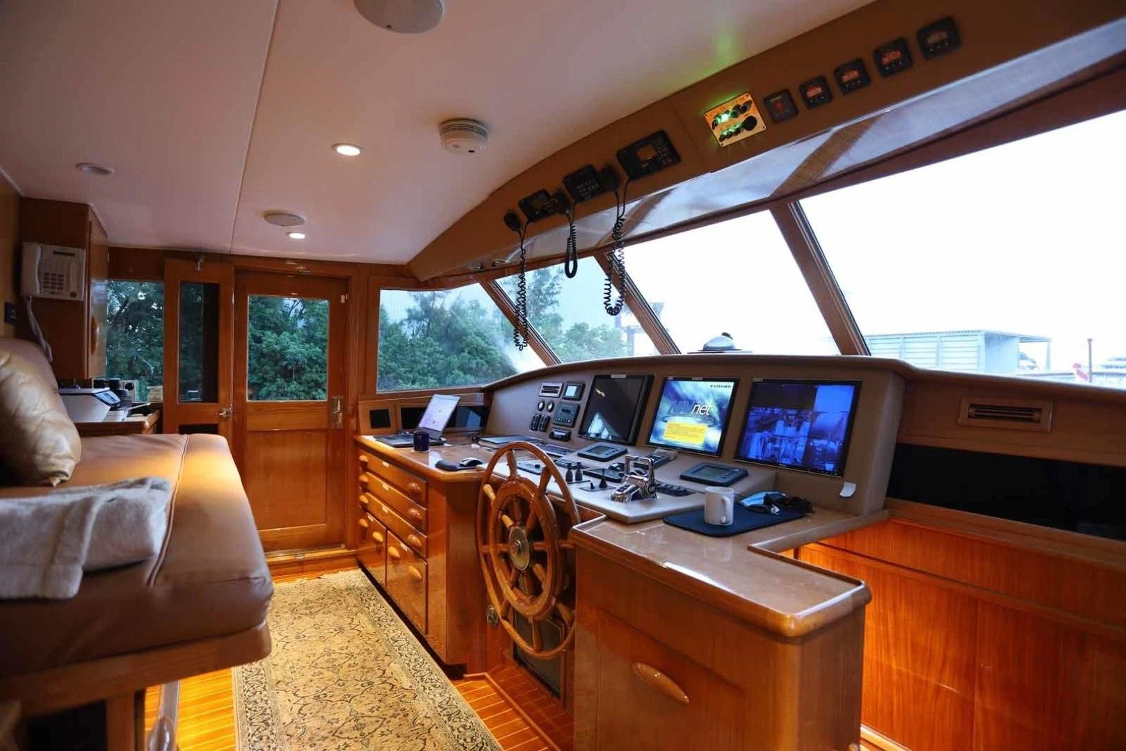 a room with a desk and a computer aboard LORELEI Yacht for Sale