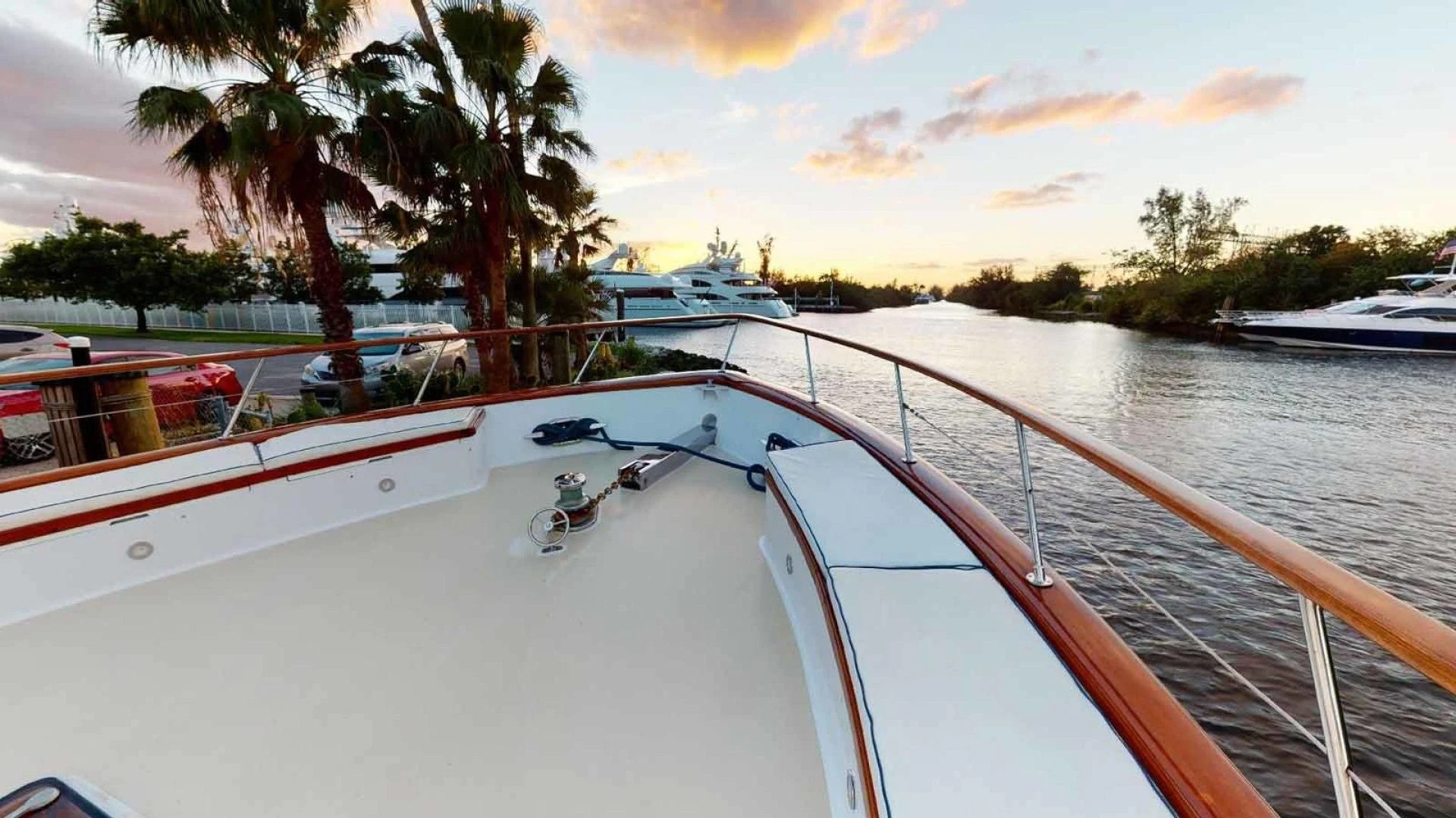 a boat on a river aboard LORELEI Yacht for Sale