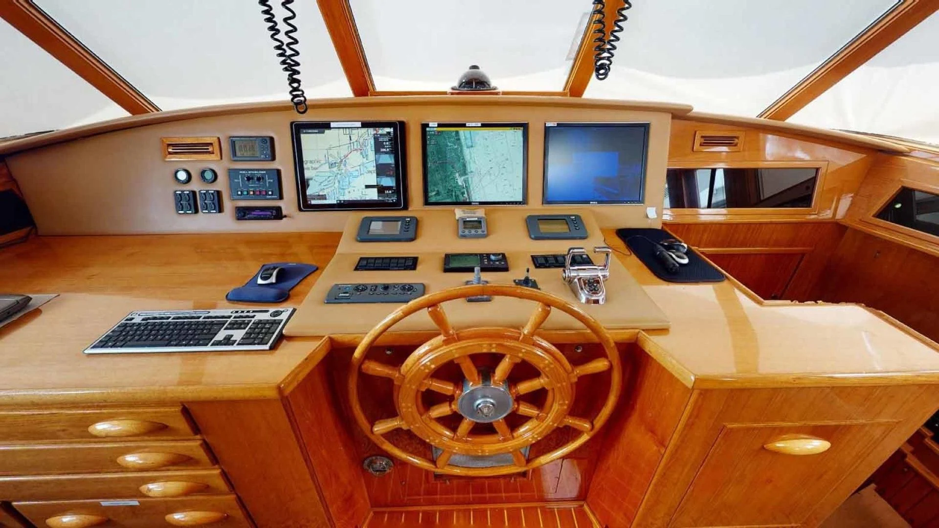 a wooden model of a space ship aboard LORELEI Yacht for Sale