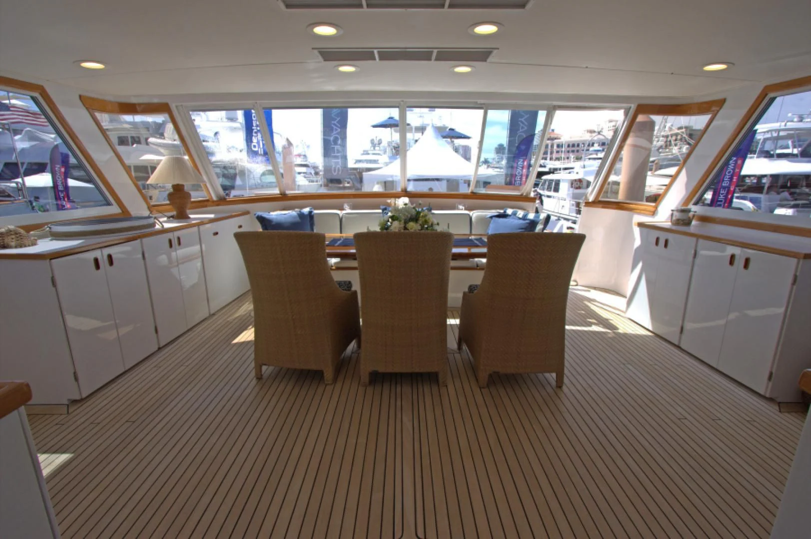 a large room with a couch and chairs aboard LORELEI Yacht for Sale