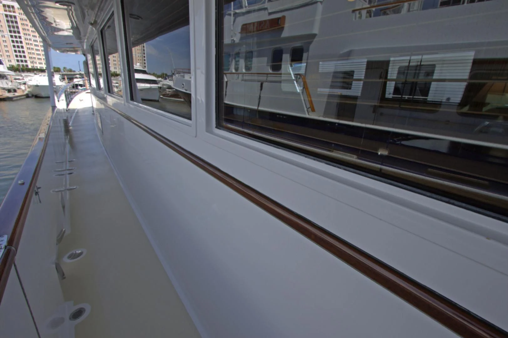 a view of a train from the inside of a building aboard LORELEI Yacht for Sale