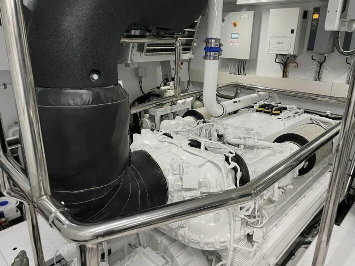 a machine with a large metal cylinder aboard PIACERE III Yacht for Sale
