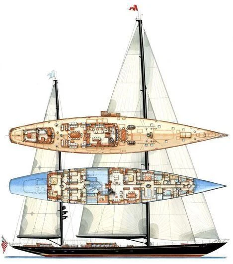 a large ship with a flag on the front aboard MARIE Yacht for Sale