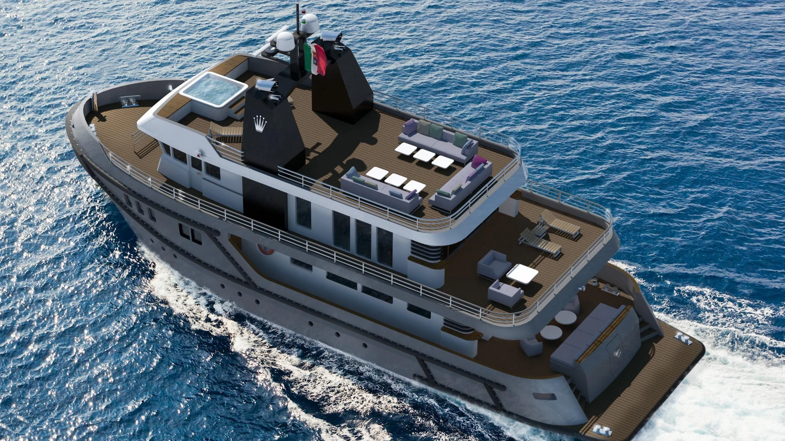 a boat on the water aboard OCEAN Z Yacht for Sale
