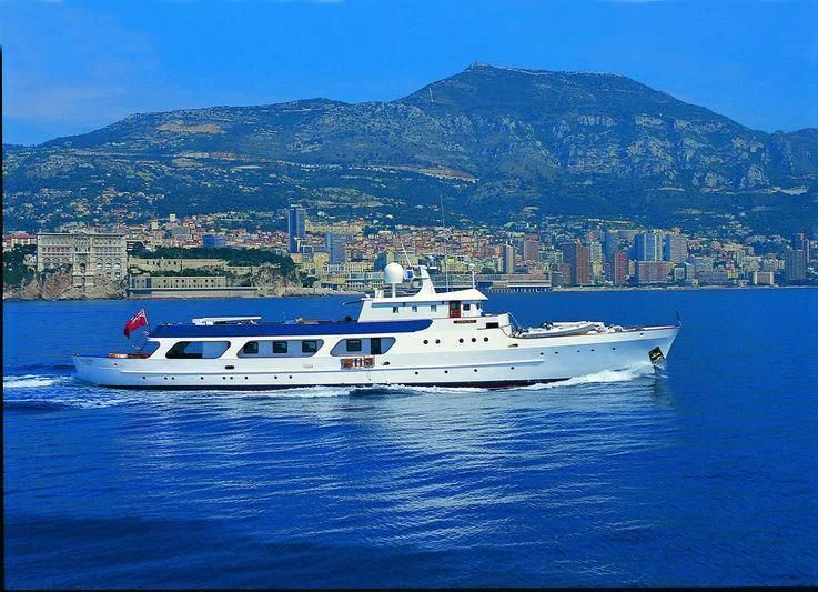 a boat on the water aboard ALBACORA Yacht for Sale