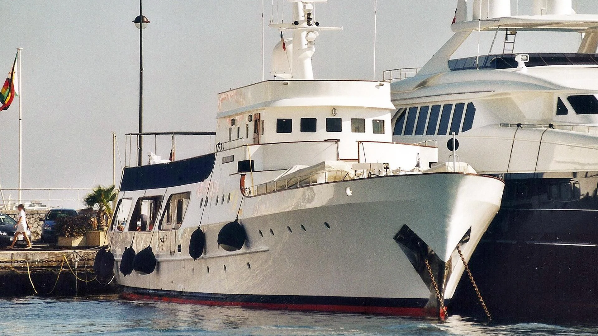 a couple of large boats docked aboard ALBACORA Yacht for Sale