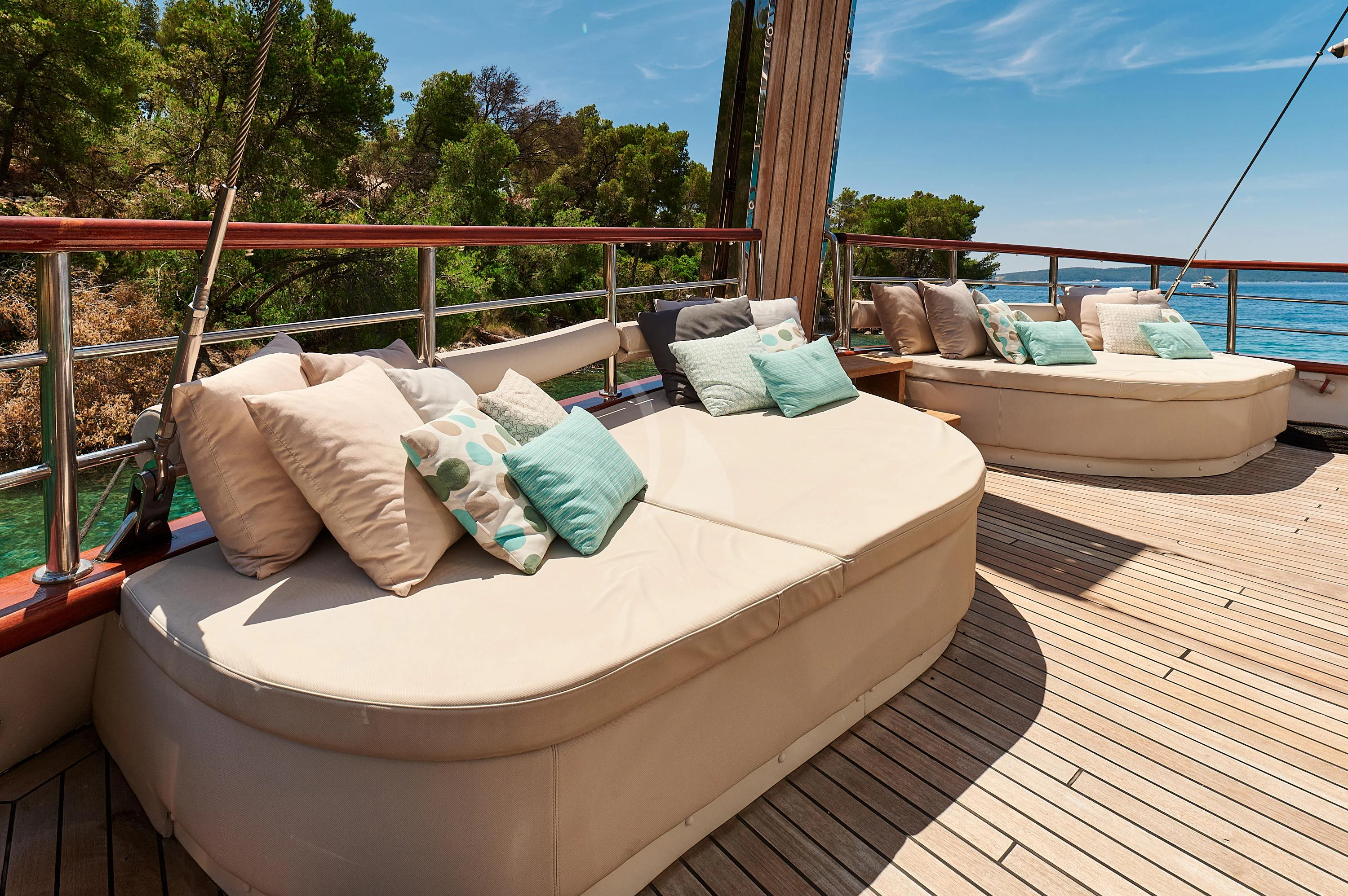 a bed on a deck aboard CORSARIO Yacht for Charter