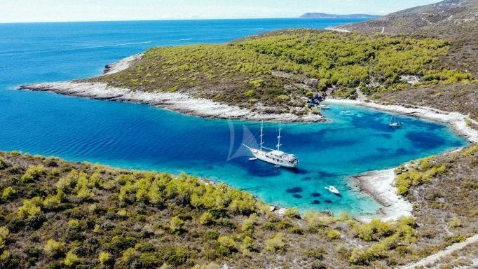 a boat on the water aboard CORSARIO Yacht for Charter