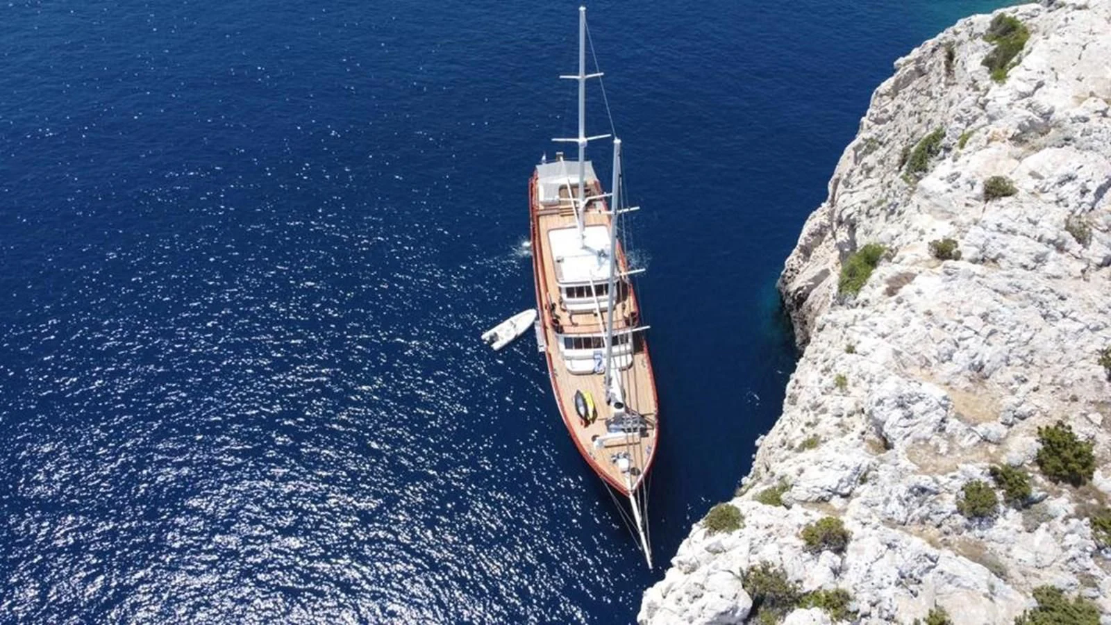 a boat on the water aboard CORSARIO Yacht for Charter