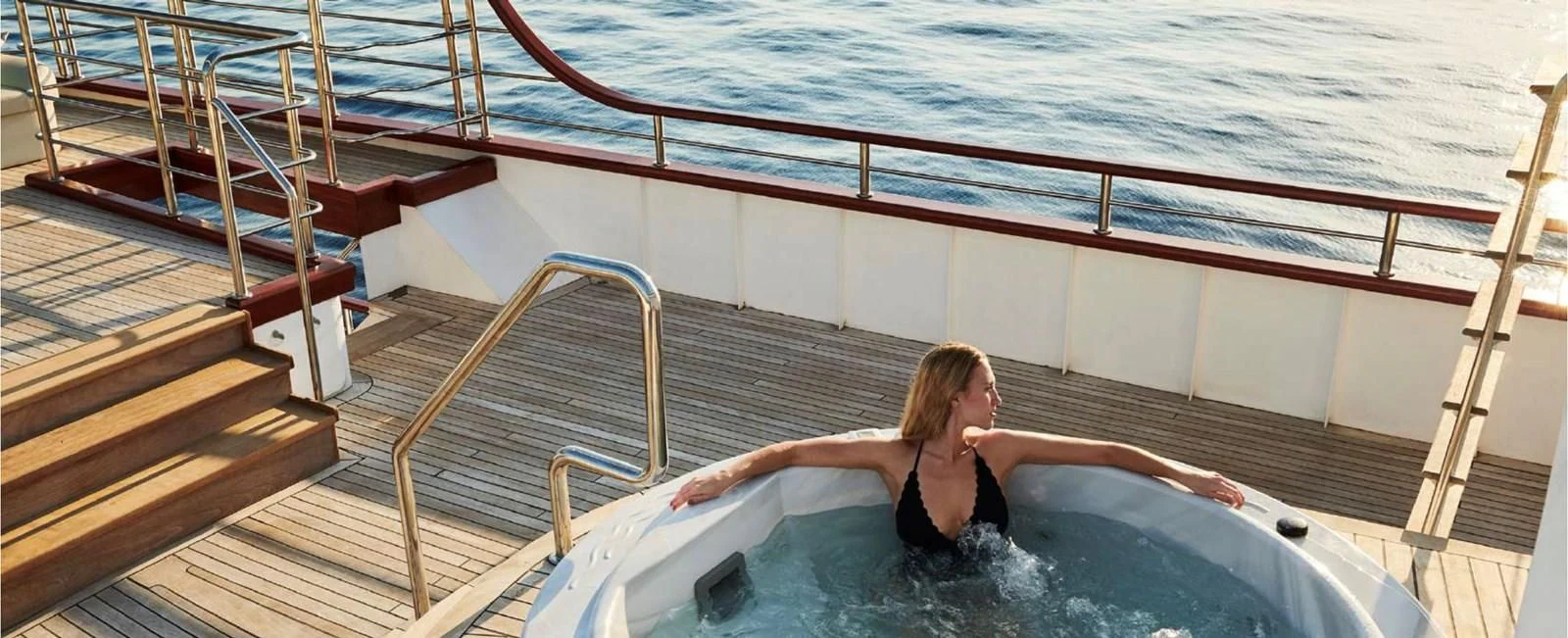 a person in a pool aboard CORSARIO Yacht for Charter