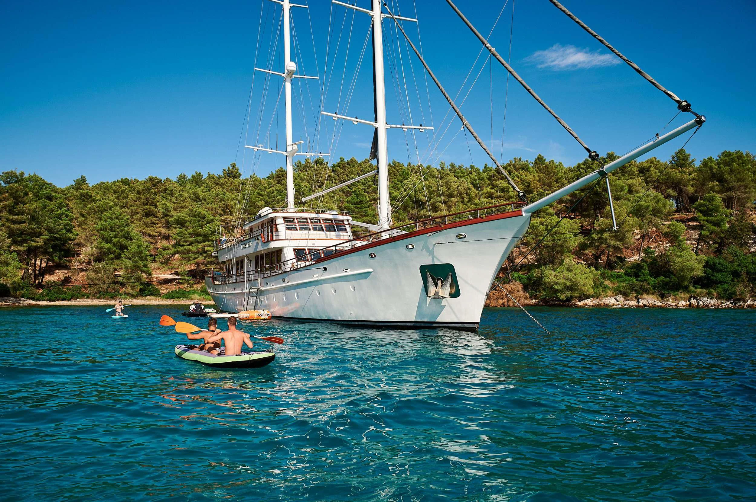 a boat in the water aboard CORSARIO Yacht for Charter