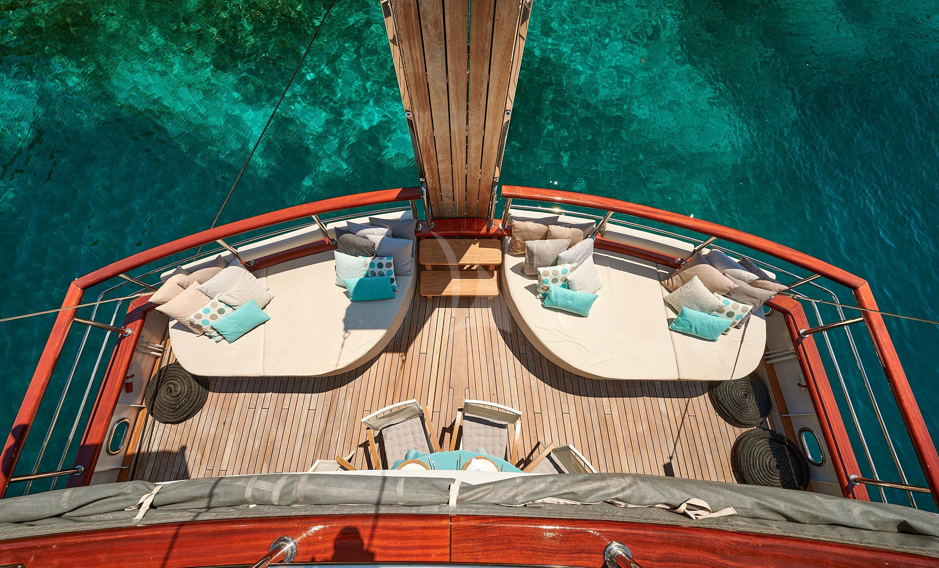 a boat on a river aboard CORSARIO Yacht for Charter