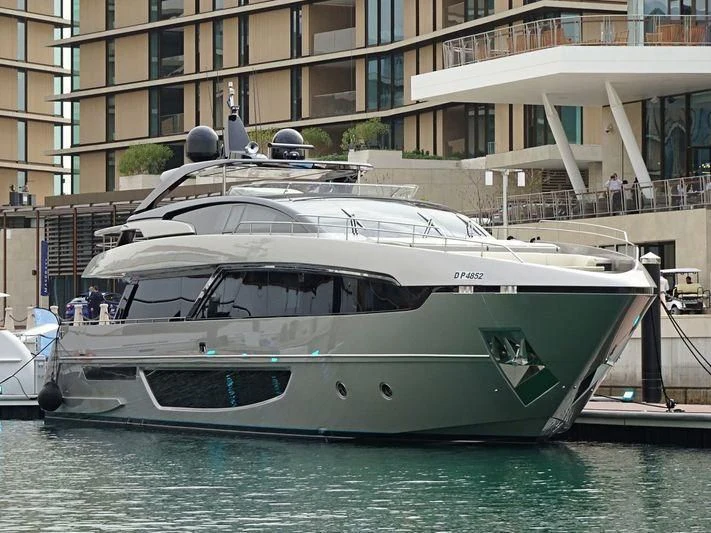 a boat docked in a harbor aboard AL ANBAR Yacht for Sale