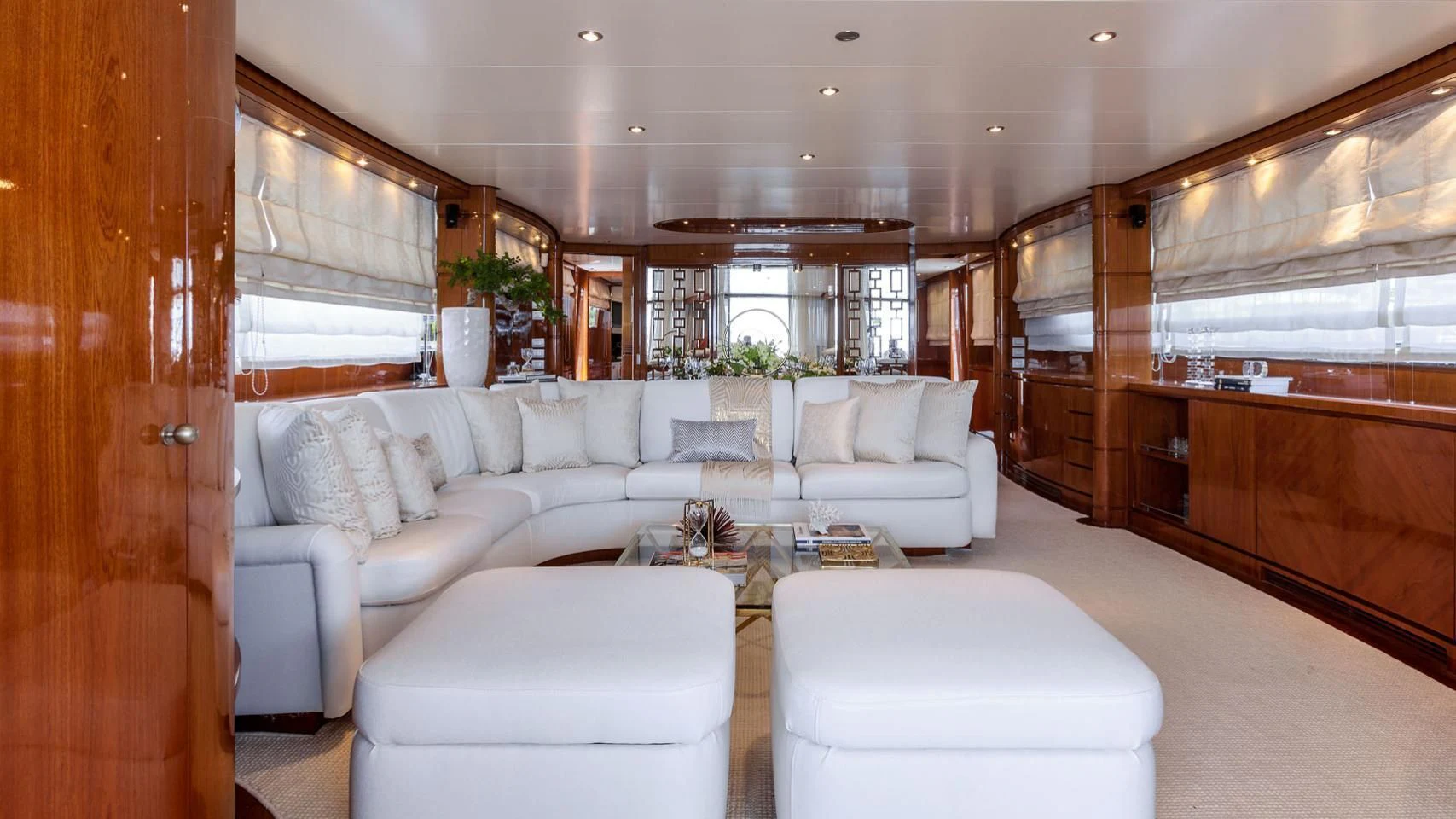 a living room with a couch and a coffee table aboard ZEN Yacht for Sale