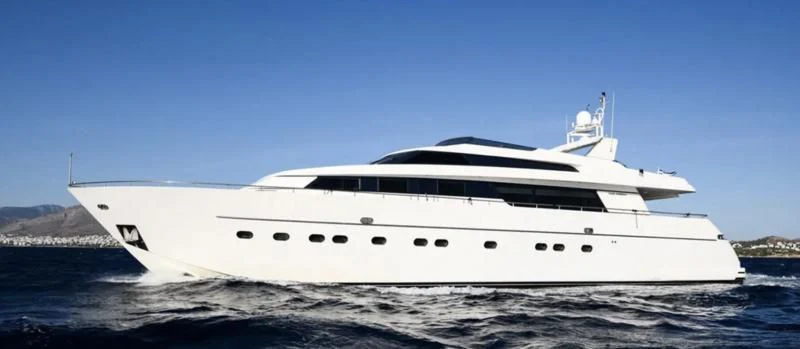 a white yacht on the water aboard ZEN Yacht for Sale