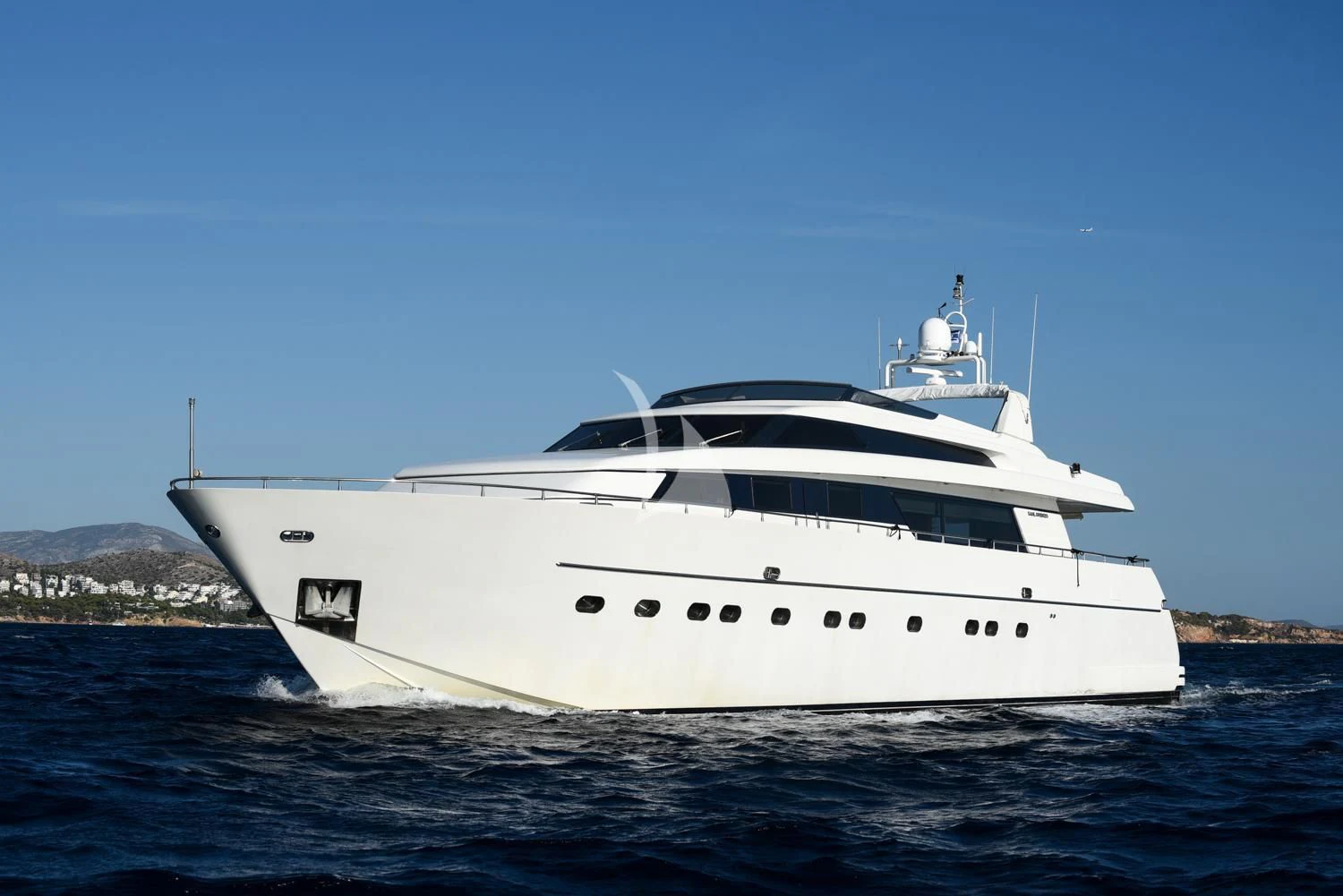 a white yacht in the water aboard ZEN Yacht for Sale