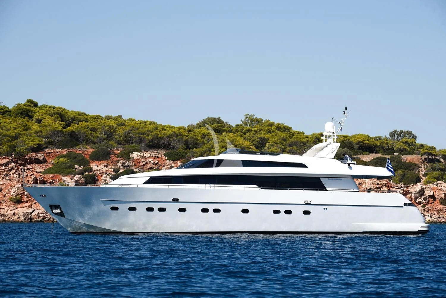 a white yacht on the water aboard ZEN Yacht for Sale