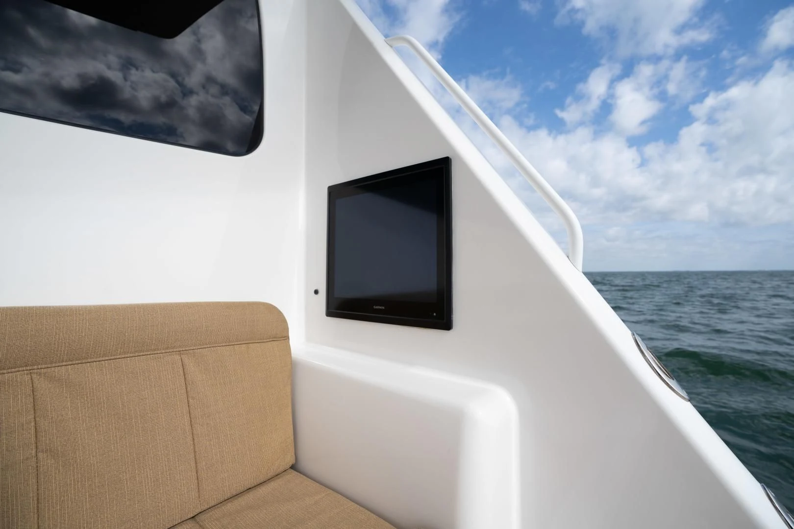 a boat with a television on it aboard MER SEA SAKES Yacht for Sale
