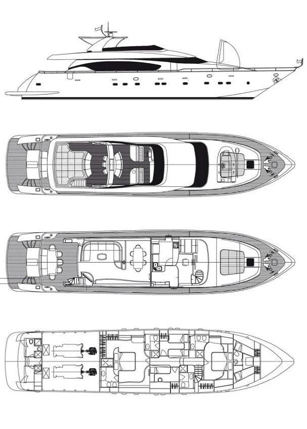 diagram, engineering drawing aboard NIKCA Yacht for Sale