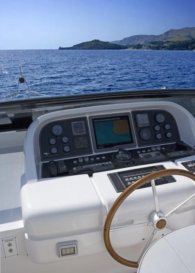a dashboard of a boat aboard NIKCA Yacht for Sale