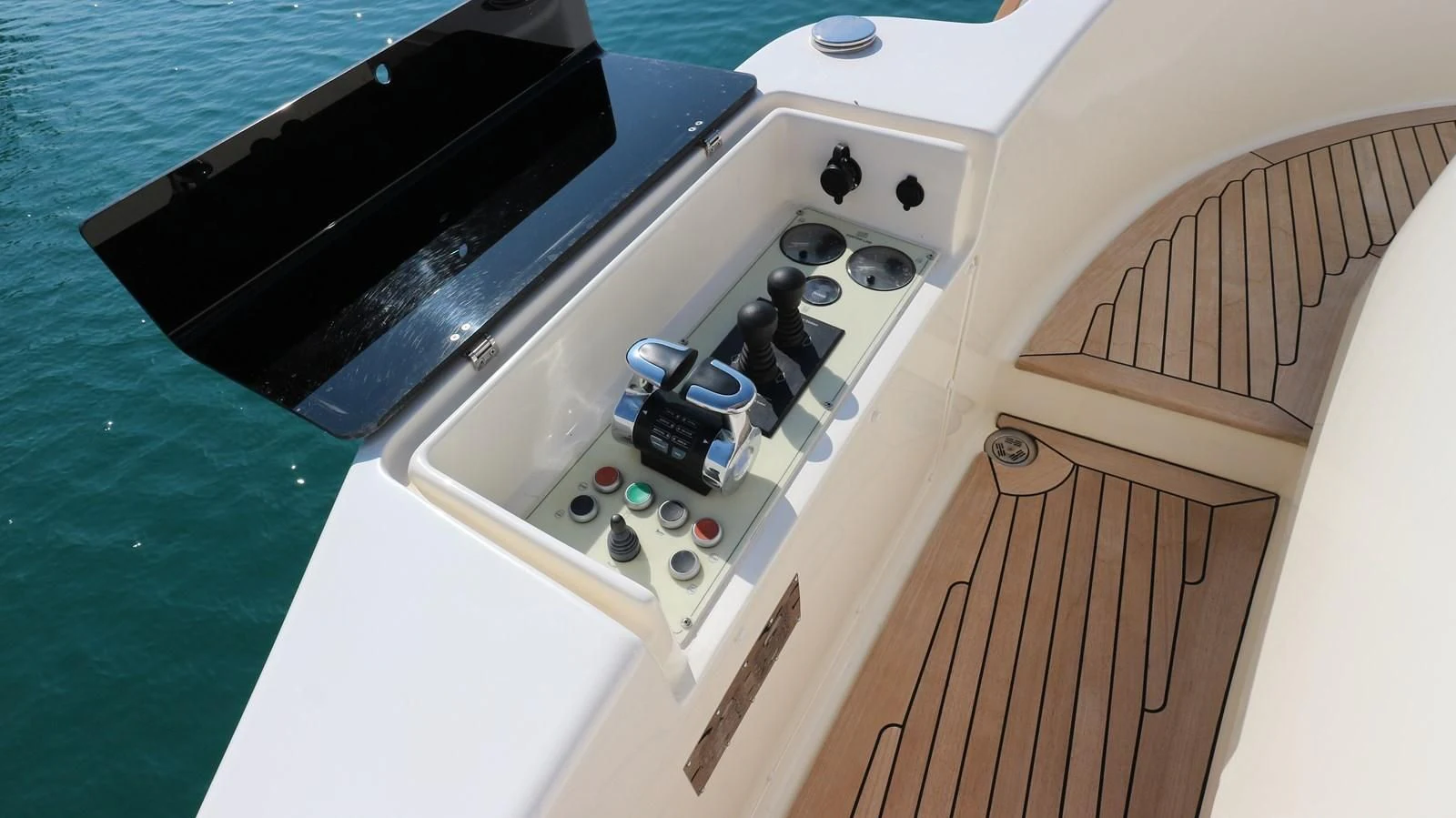a kitchen with a stove and a sink aboard DALOLI Yacht for Charter