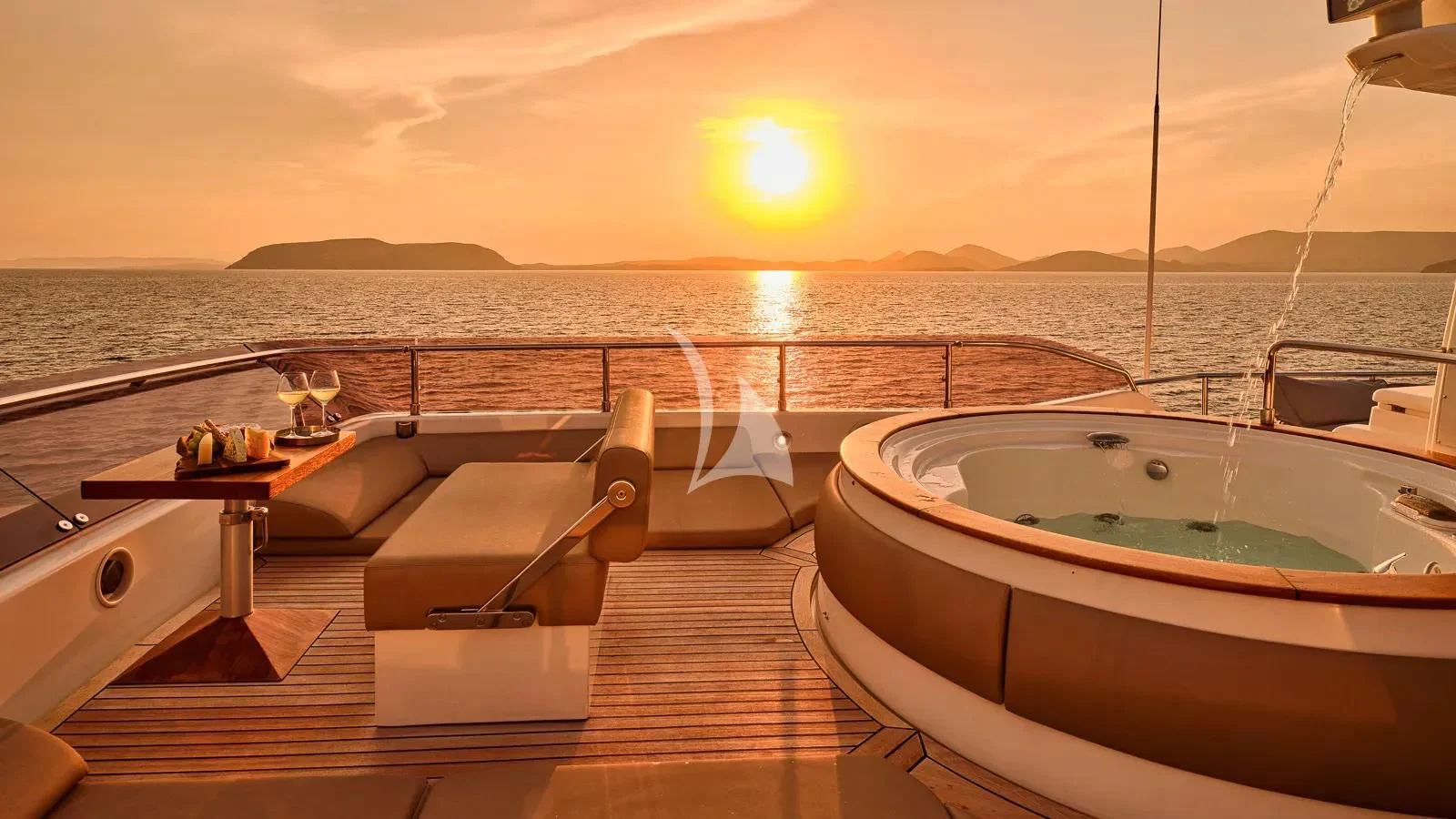 a room with a tub and sinks aboard DALOLI Yacht for Charter