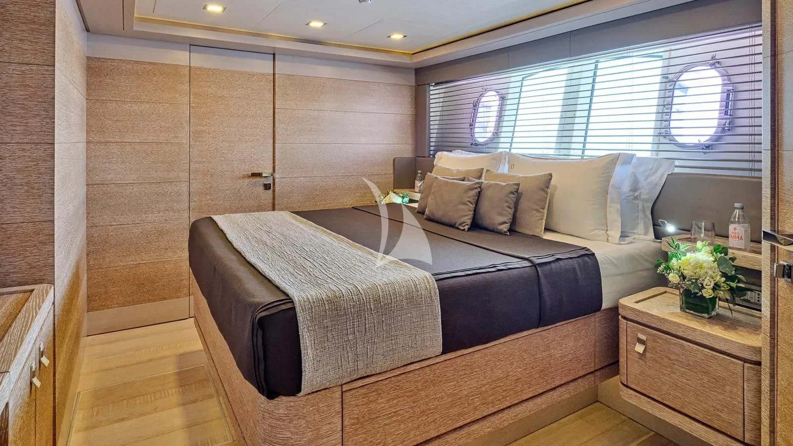 a bed in a room aboard DALOLI Yacht for Charter