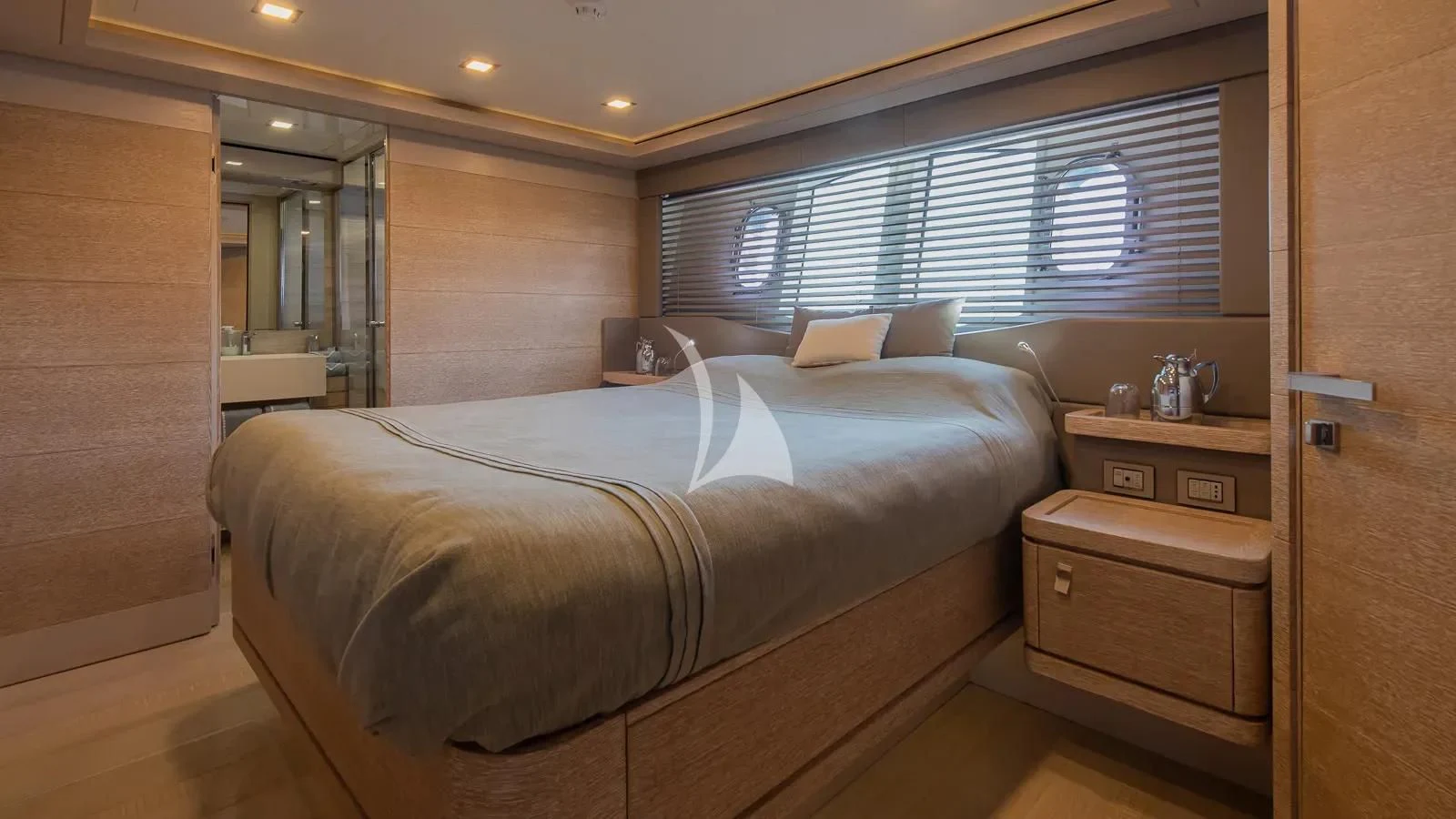 a bed in a room aboard DALOLI Yacht for Charter